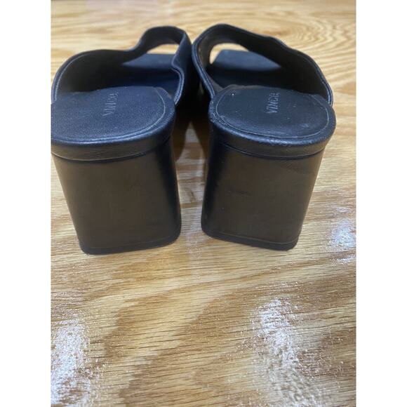 Vince Elizabeth Mule Sandal Women's 9 M Triple Black Leather Open Square Toe S57 - Picture 5 of 8